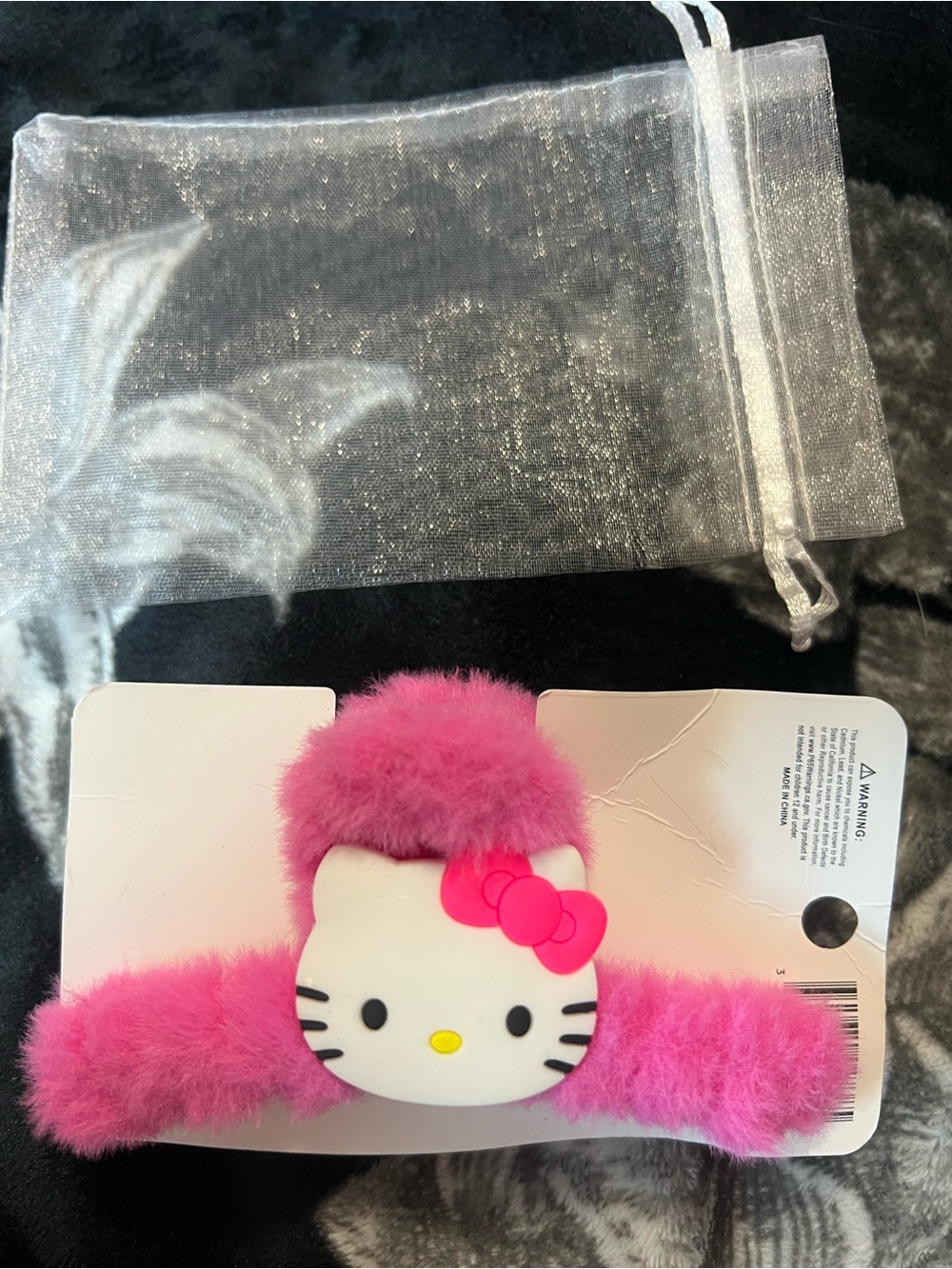 Hello Kitty Pink Fuzzy Hair Clip
